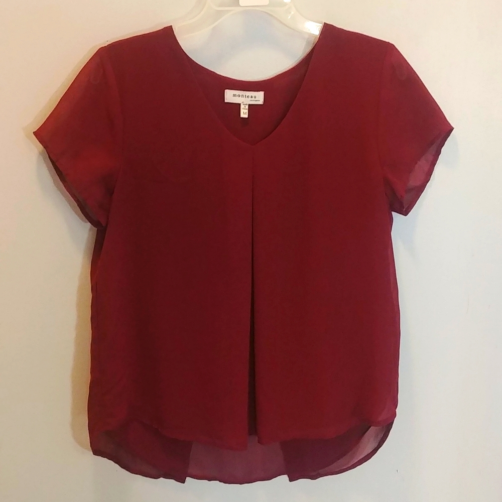 Monteau Ladies Sheer Short Sleeve Top